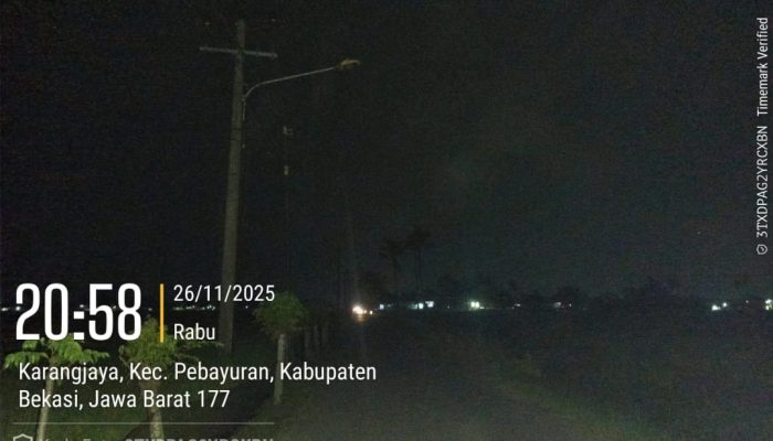 Lampu PJU di Jalan Kampung Pulo Pipisan – Kobak Rengas Padam Hampir Dua Bulan, Warga Minta Pemerintah Bertindak