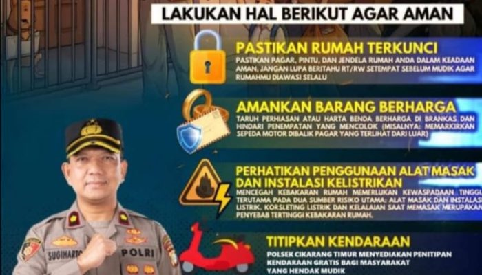 Polsek Cikarang Timur Imbau Warga Pastikan Rumah Aman Saat Mudik