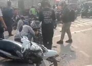 Truk Wing Box Diduga Rem Blong Hantam Sepeda Motor di Simpang Unisma Bekasi Timur