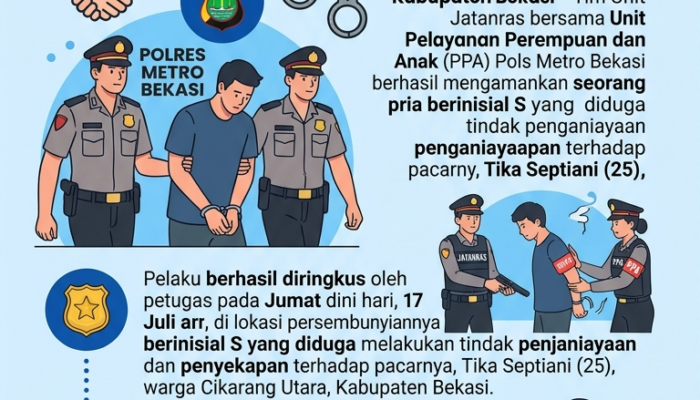 Polres Metro Bekasi Tangkap Pria yang Diduga Sekap dan Aniaya Pacar di Cikarang